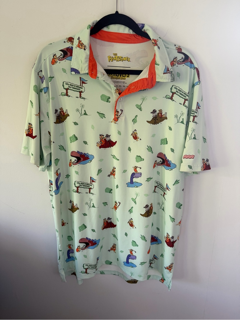 RSVLTS THE FLINTSTONES "LOYAL ORDER OF DINOSAURS' TOURNEY" polo size large